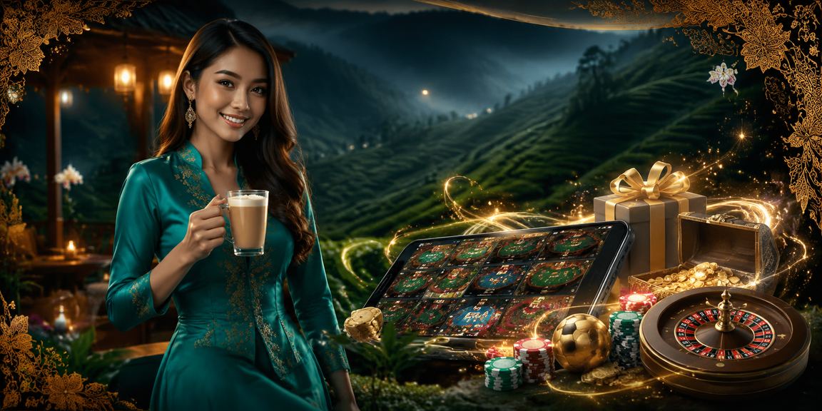 Pengguna Malaysia berpakaian batik menikmati hiburan kasino dalam talian